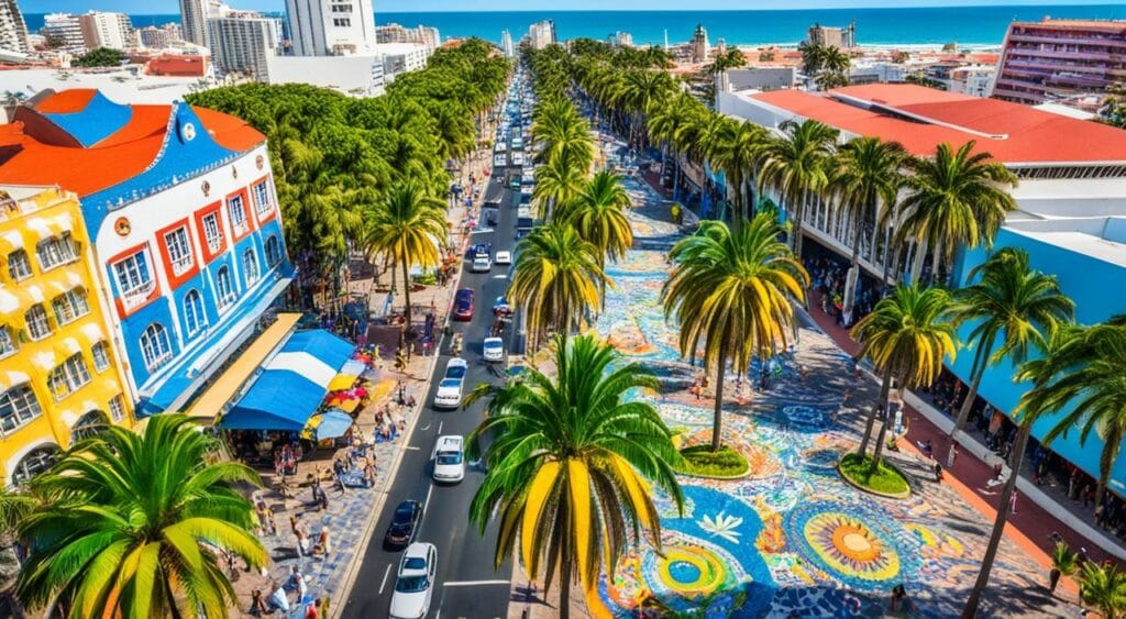Barracas de praia em Fortaleza no fim de tarde